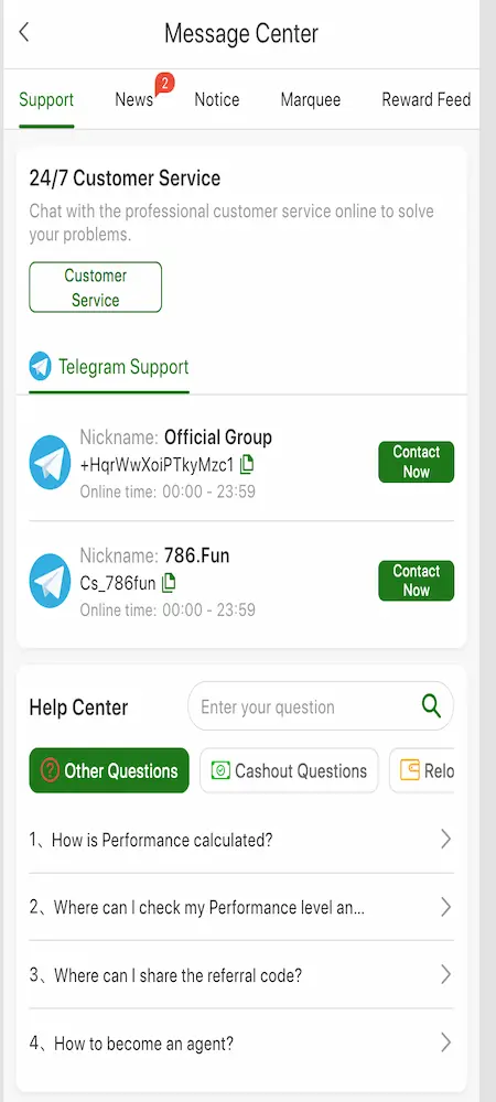 786.FUN Message Center