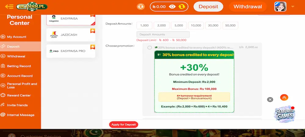 Bet888 Game deposit bonus