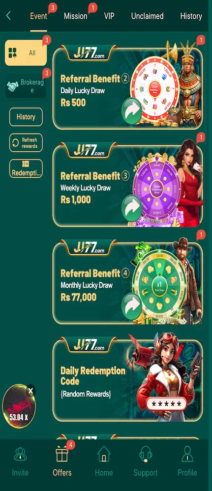JJ77 Game Offers