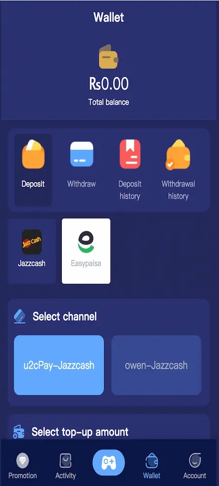 OMIONE Game Deposit System