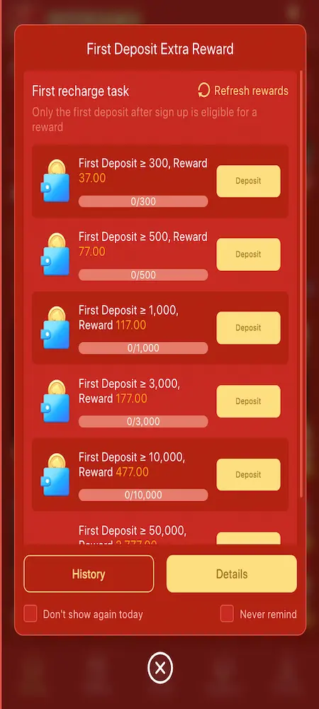 P777 Game deposit bonus